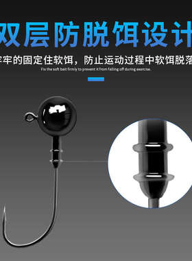 OWNER欧纳球形钨钢铅头钩JH-15 11565路亚鲈鱼钩带血槽软虫钩黑色