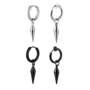 FDK男士潮流尖锥耳钉耳环朋克喜哈耳饰街头个性钛钢无耳洞耳夹