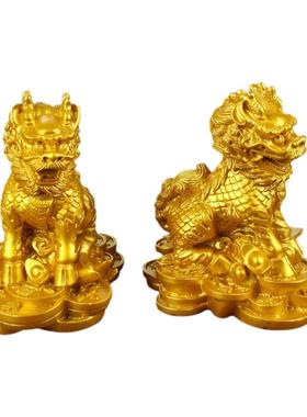 金钱麒麟摆件一对客厅饰品
