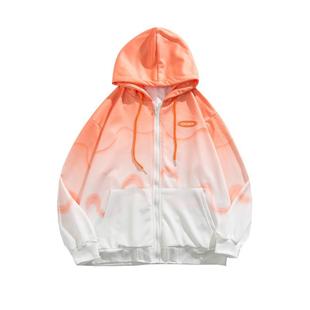 清仓捡漏外贸尾货开衫拉链外套男装潮牌夹克宽松扎渐变色连帽卫衣