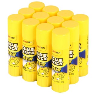 得力胶棒固体胶大号办公财务胶水儿童幼儿园手工课强力胶水学生用考研小刀固体胶棒考研神器高粘度12支21克36