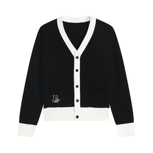 NOISY TEDDY25秋季新款时尚潮流拼色女士长袖针织衫开衫外套百搭