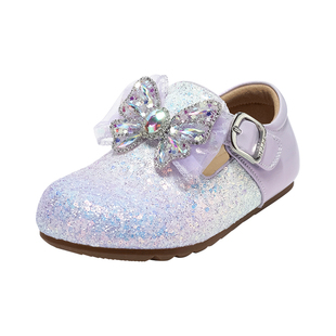 百丽童鞋女童勃肯鞋2025秋季新款小女孩公主鞋儿童水晶鞋时尚单鞋