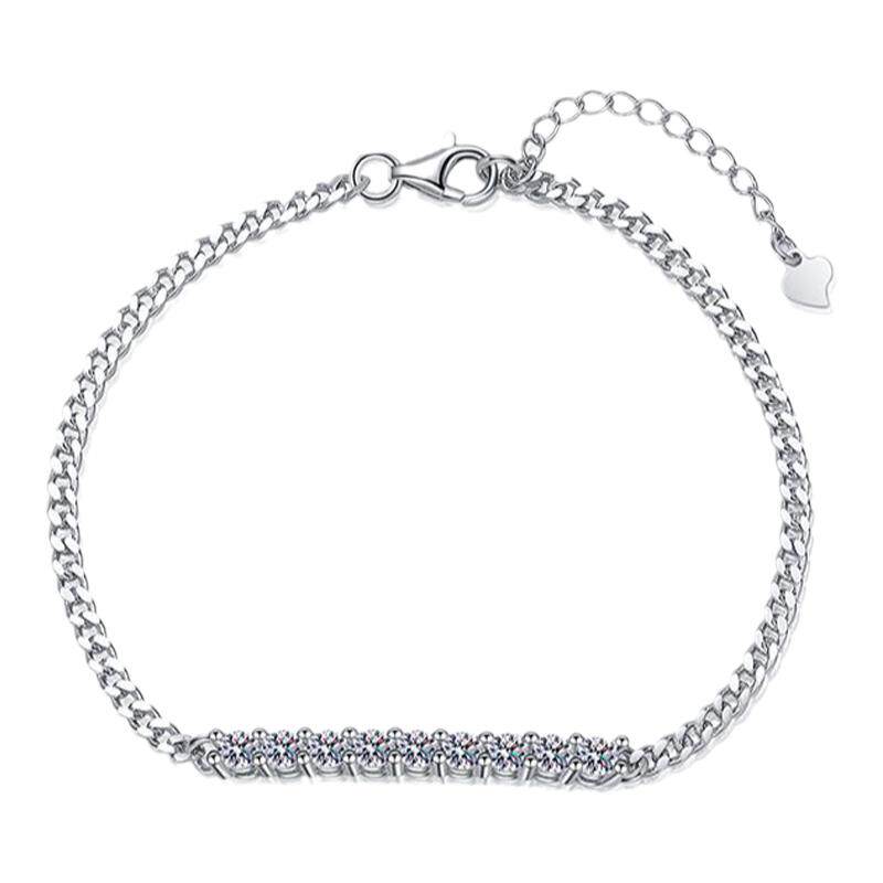 ICE BLING S925纯银单排10分莫桑石简约百搭女士手链3MMD色气质