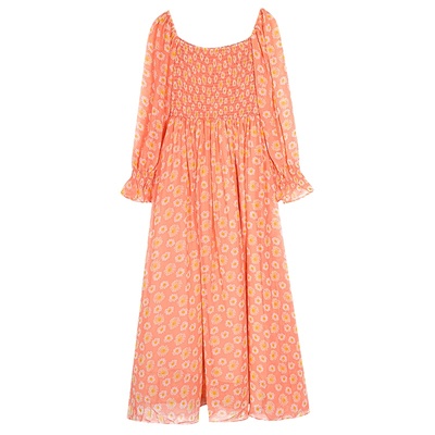 落落狷介一字肩雪纺长袖连衣裙女