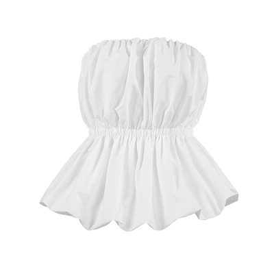 女士上衣围裹泡泡抹胸上衣设计感