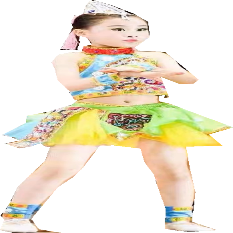 抖音紫金舞蹈夏日里的滴滴调同款民族儿童演出服元旦表演服装音乐