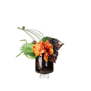 中古老钱风黑金玻璃花瓶插花样板房客厅茶几餐桌花艺软装家居摆件