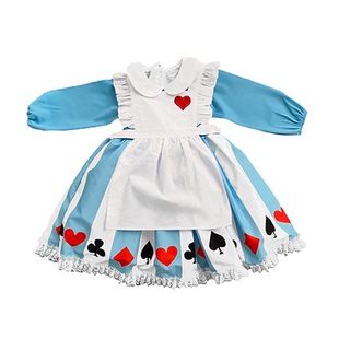 儿童女仆装 lolita洛丽塔爱丽丝梦游仙境cos长袖连衣裙围裙公主裙