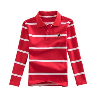 儿童长袖t恤巴拉可儿新款秋装翻领POLO男童体恤衫中小大童纯棉T恤