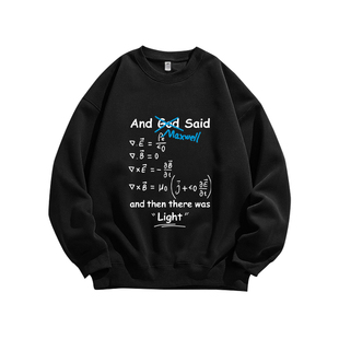 麦克斯韦方程微积分数学电磁科学纯棉圆领卫衣服重磅美式男装宽松