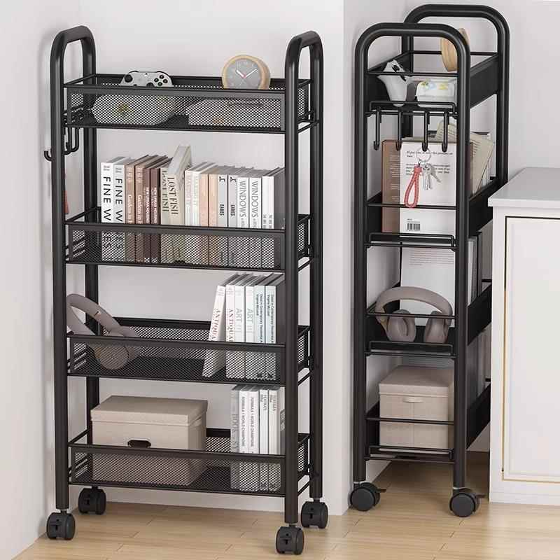 书架落地置物架小推车多层收纳架可移动宿舍桌下落地小型书柜架子