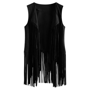 纯色流苏休闲马甲 Solid-color fashionable fringed casual vest