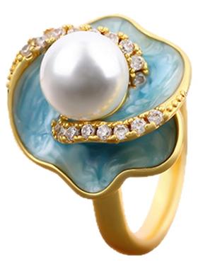 薄荷曼波绿色珍珠活口戒指女轻奢高级感不掉色戒指小众百搭不挑人