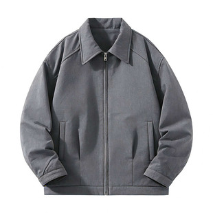 重头来过简约高级感秋冬季加厚纯色百搭成熟商务休闲夹克外套棉服