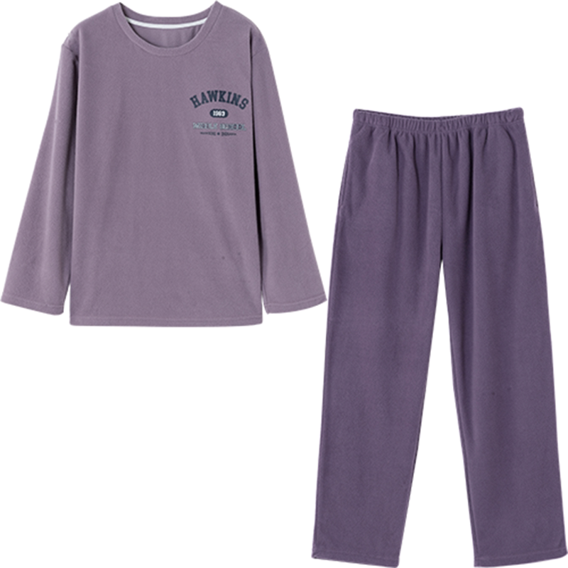 睡衣女春秋套头摇粒绒家居服套装