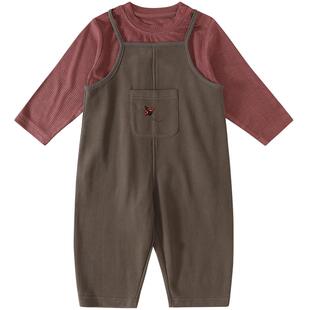 【暖姜纤维】宝宝背带裤套装婴幼儿春秋分体衣服男宝春季女宝春装