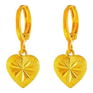 仿999耳坠镀24k金越南沙金耳环不掉色流苏大圈爱心桃心树叶耳饰女