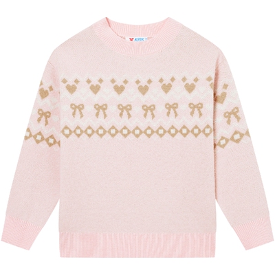 特步童装秋冬款儿童运动针织衫女童小中大童亲肤舒适可爱百搭毛衫