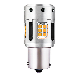 汽车led防频闪解码超高亮转向灯一体改装1156歪角t20风扇日行灯泡