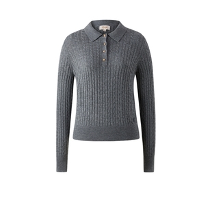 【美丽诺羊毛】Eland衣恋毛衣女翻领显瘦长袖针织衫2025冬季新款