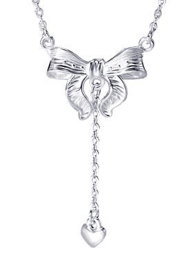 99足银蝴蝶结纯银项链女小众设计