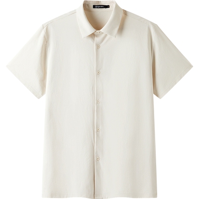 gxg.jeans男装 米色宽松基础休闲短袖衬衫T恤男士薄款 25年夏新品