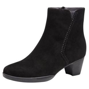 马内尔2025冬季新款真皮靴子粗跟黑色百搭侧拉链短靴女时尚马丁靴