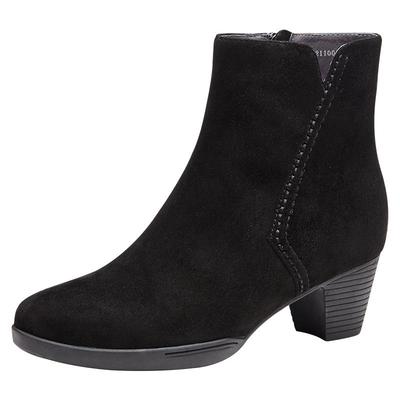 马内尔冬季真皮侧拉链短靴女