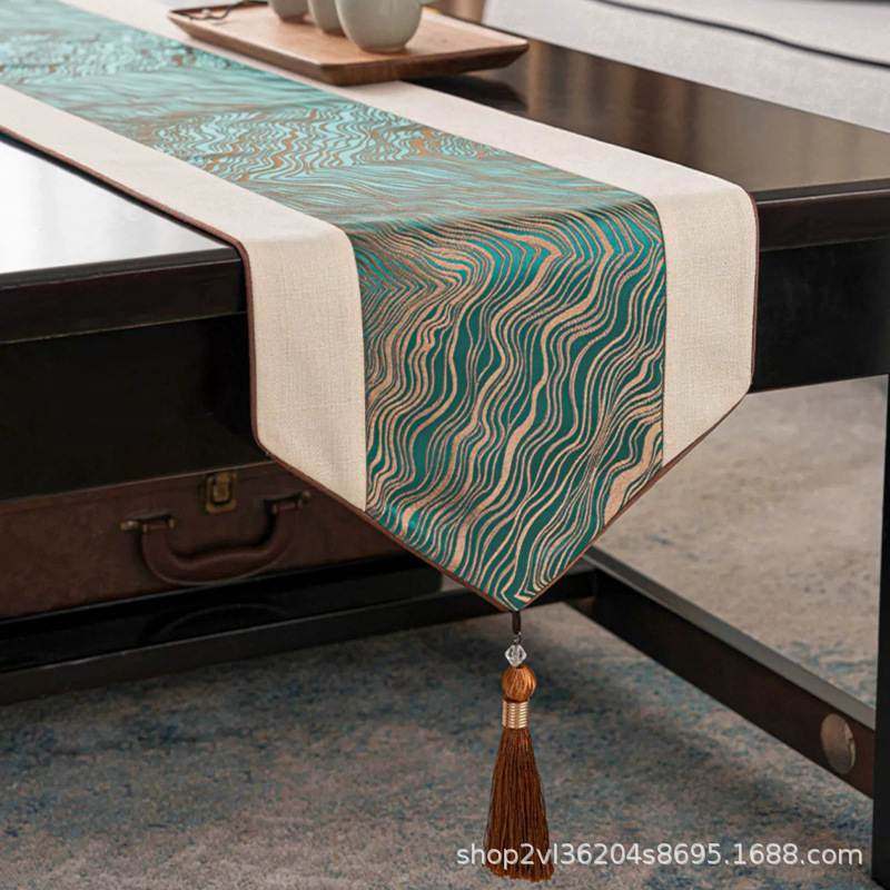 新中式轻奢桌旗茶桌禅意垫布桌布茶席旗茶高端茶几茶桌布