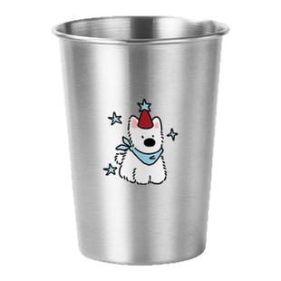 茸毛小狗儿童漱口杯不锈钢耐摔可爱刷牙杯ins风情侣牙刷杯洗漱杯