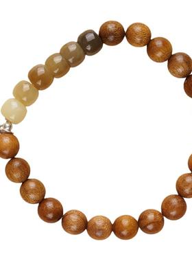 合慕金丝楠木原创和田玉渐变手串