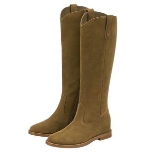 明星同款73hours女鞋Hazel冬季新款棕色增高长筒西部靴骑士靴女