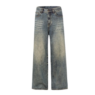 Dashufulcrum美式复古水洗做旧YKK牛仔裤男女四季阔腿ins拖地长裤