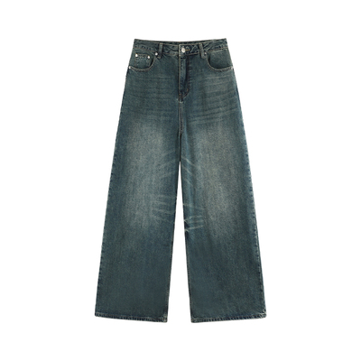 加厚宽松直筒牛仔阔腿裤