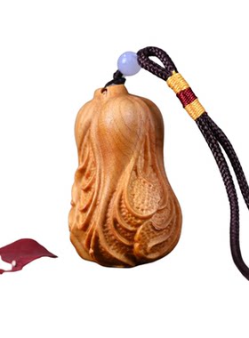 崖柏木雕福袋龙柱白菜百财文玩手把件家居车挂件钥匙吊坠背包饰品