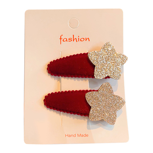 韩版儿童发饰新年星星发夹女童侧边刘海夹宝宝不伤发bb夹发卡发饰