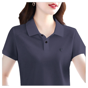 乔丹短袖T恤女2026夏季新款宽松运动服半袖t大码上衣翻领POLO衫女