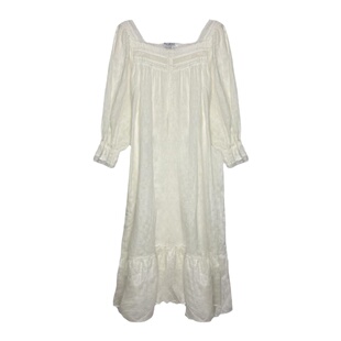 法式舒适纯棉纱布白色仙女家居服公主柔软棉麻可爱休闲睡衣长裙新