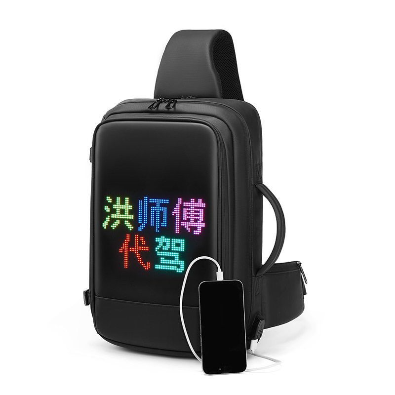 led灯广告背胸包滴滴代驾斜挎男