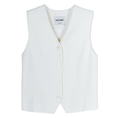 米思阳气质简约白色马甲