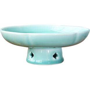 龙泉瓯江青瓷果盘7寸葵口客厅家用干果零食瓜子糖果盒茶几点心盘