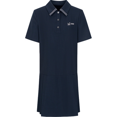 KBNE藏青色连衣裙青春活泼polo领2025夏季新款学院风休闲裙子女
