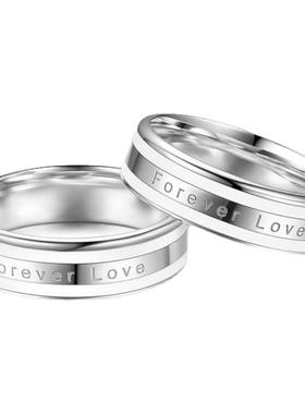 男女S925银设计感电镀白金对戒