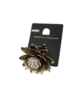 s56欧美外贸首饰品百搭时髦复古金盛开花朵唯美满钻夸张大气戒指