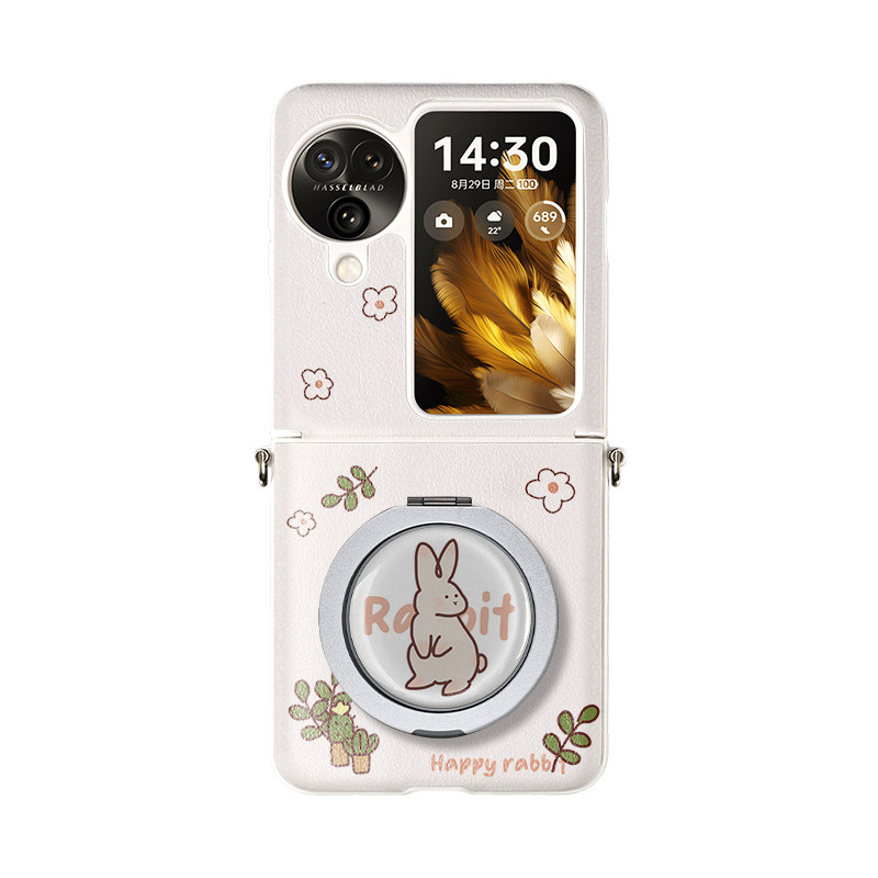 兔子指环适用于华为pocket2支点手机壳新款magicvflip旋转支架purax皮纹带挂绳zflip6全包防摔fin