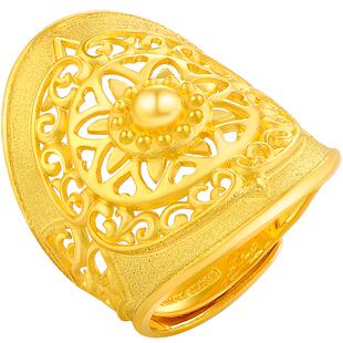 赛菲尔足金999.9黄金指环黄金戒指女款婚嫁大气镂空首饰节日送礼