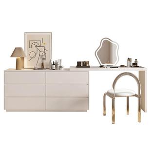 现代简约轻奢梳妆台一体卧室斗柜实木化妆桌子转角收纳储物柜组合