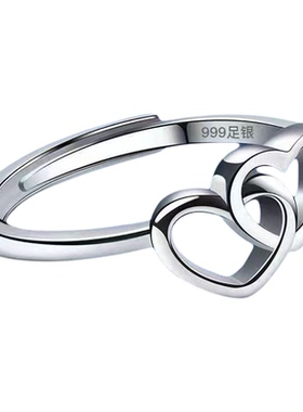 999纯银爱心戒指女时尚个性