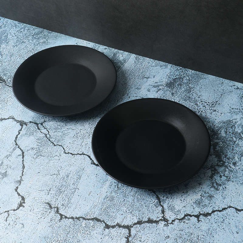 某牌孤品】哑】碟子小新黑色碟骨瓷高端光家用【陶瓷盘子凉菜